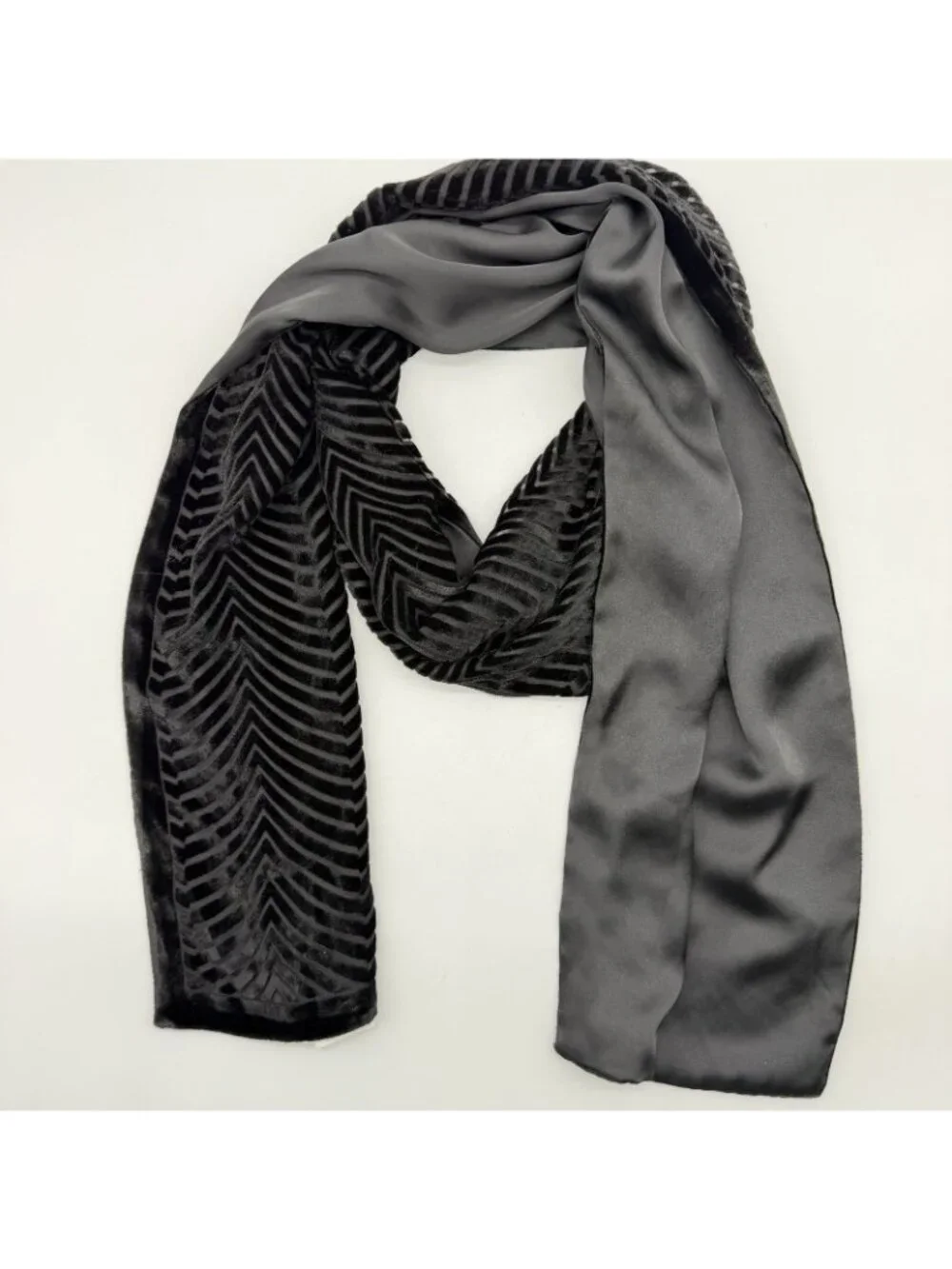 RALPH LAUREN velvet burnout silk women's scarf wrap - Black